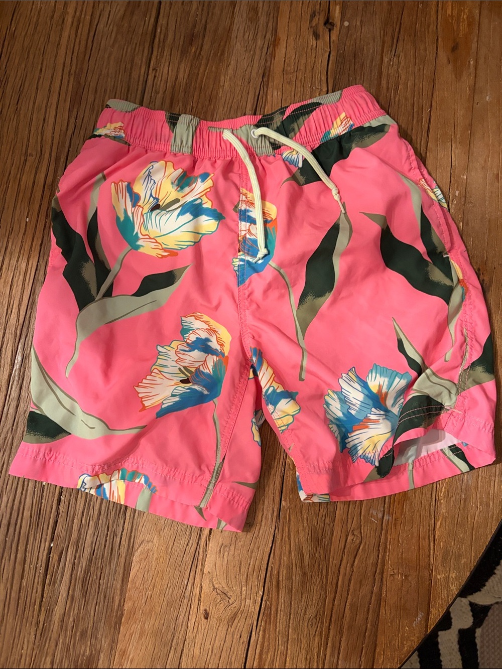 Boys size 14 J. Crew Pink Floral Hybrid Swim Shorts
